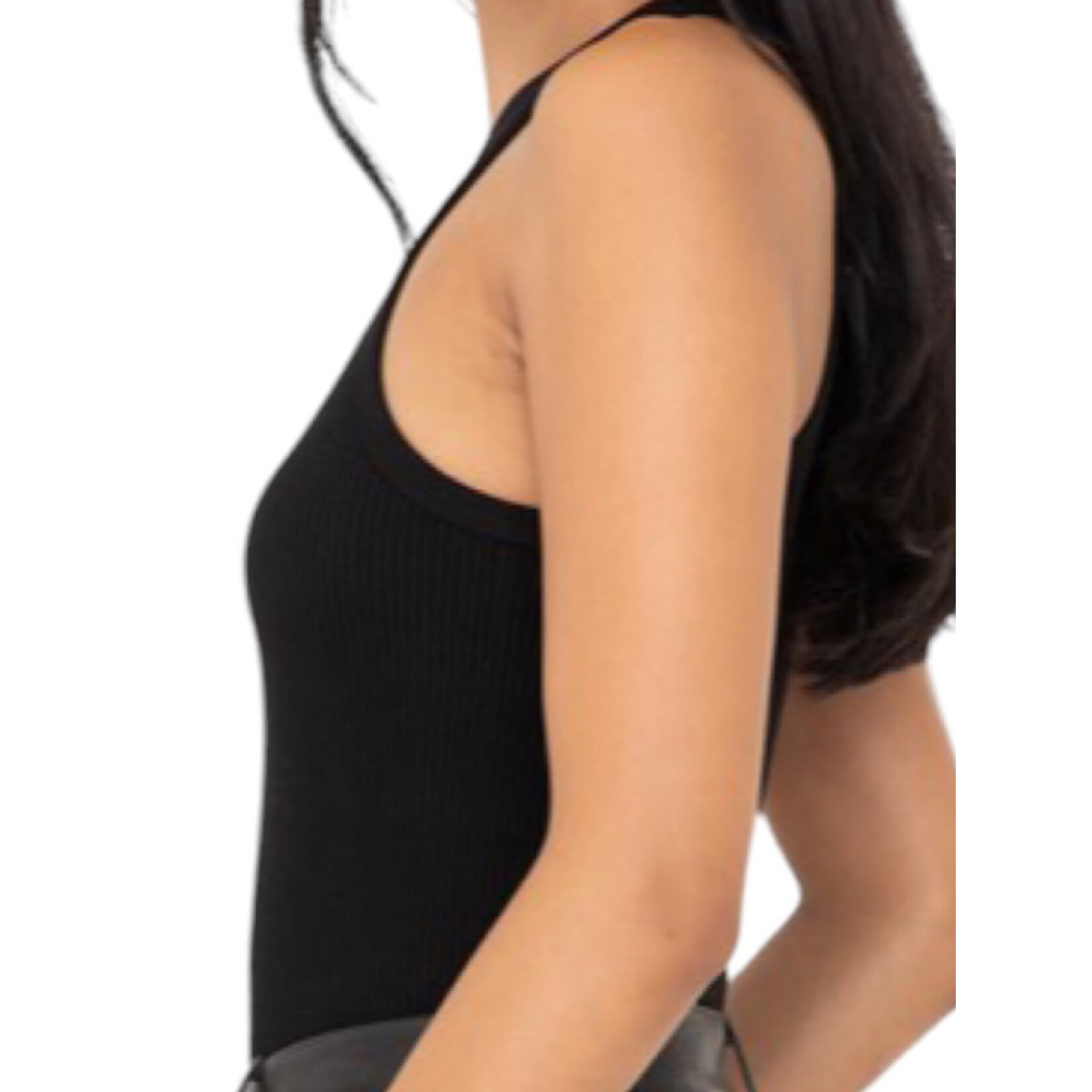 Black Ribbed Seamless Sleeveless Bodysuit