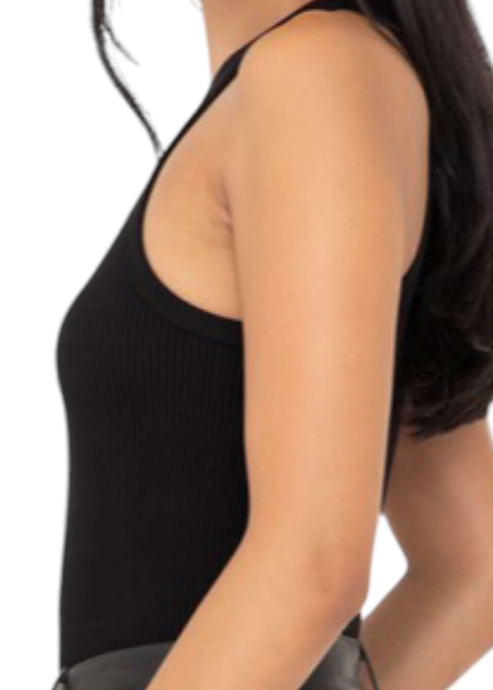 Black Ribbed Seamless Sleeveless Bodysuit