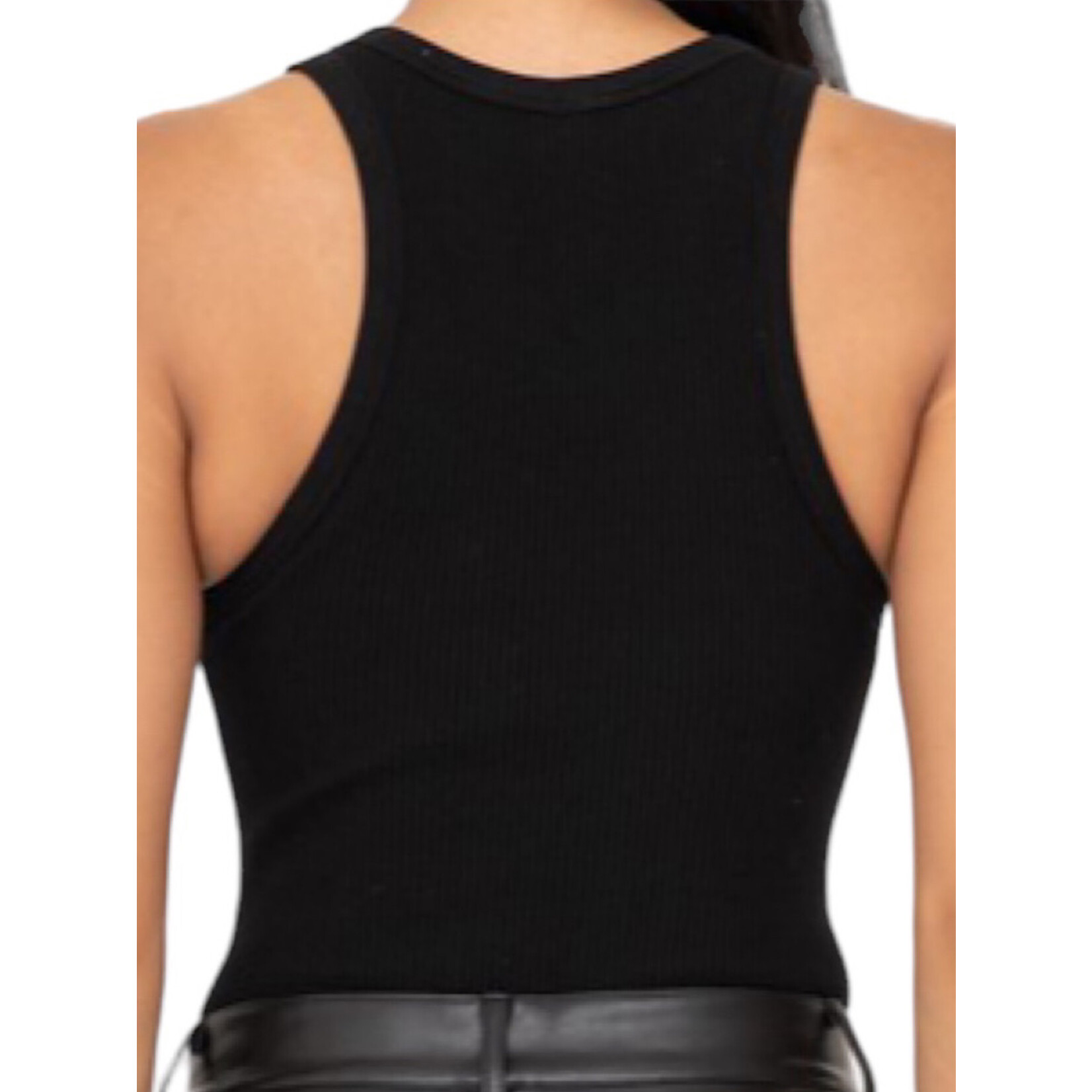 Black Ribbed Seamless Sleeveless Bodysuit
