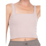 Nude Double Lined Ribbed Square Neck Cropped Tank