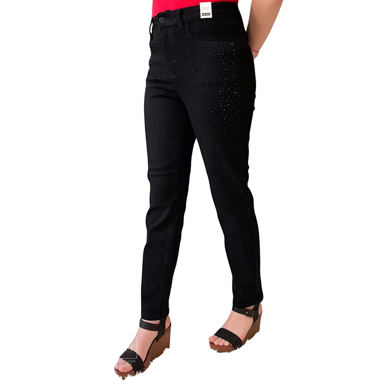 Judy Blue JB88809 Black H/W Rhinestone Embellishment Slim Jeans