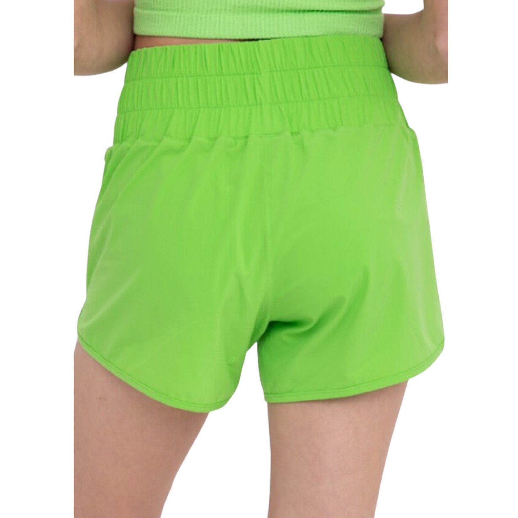 High Waist Athleisure Split Shorts Bright Green