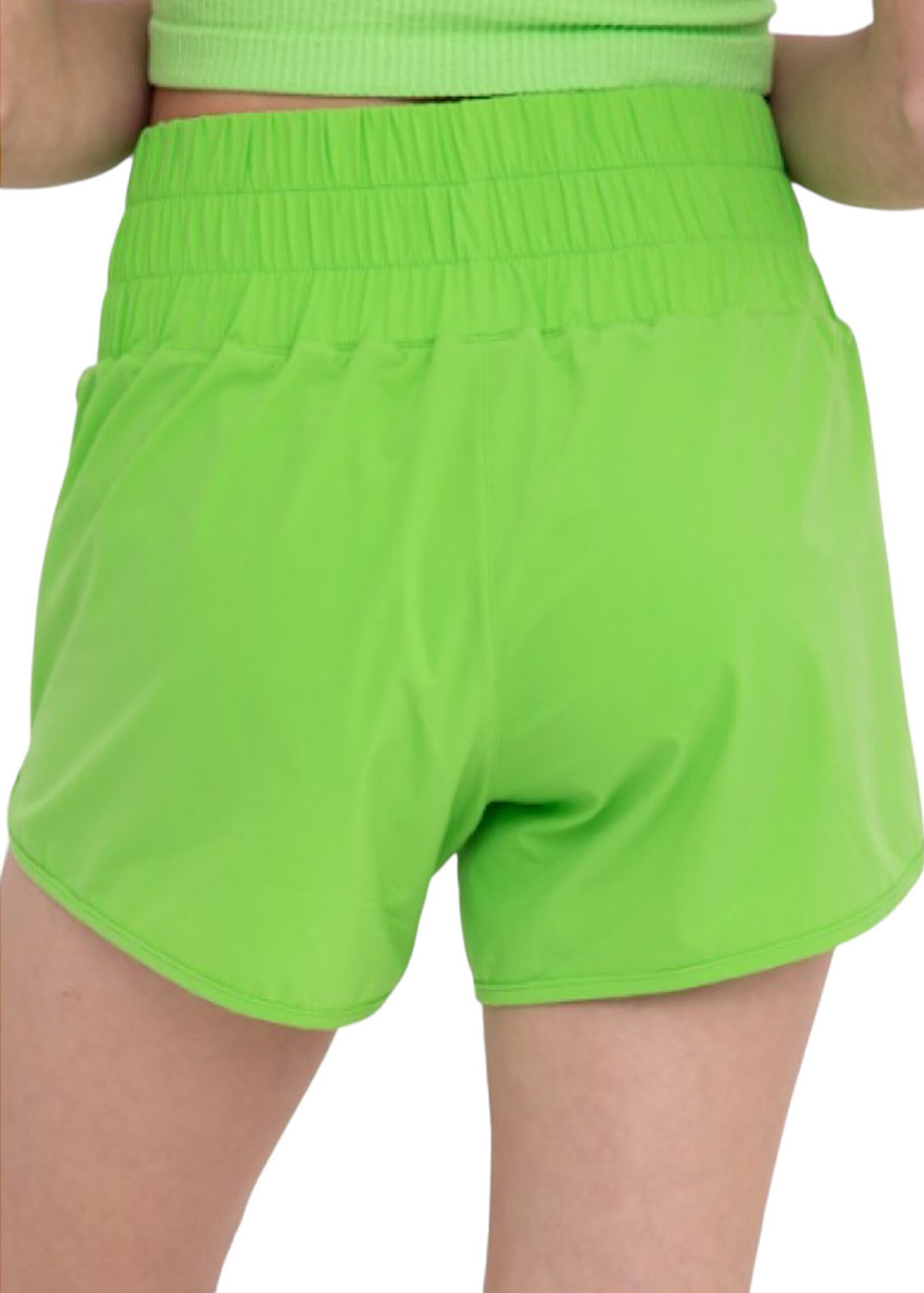 High Waist Athleisure Split Shorts Bright Green