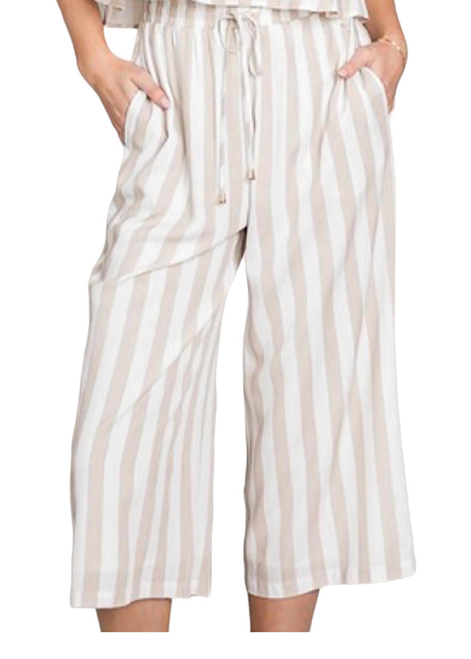 Natural Stripe Woven Flowy Culottes