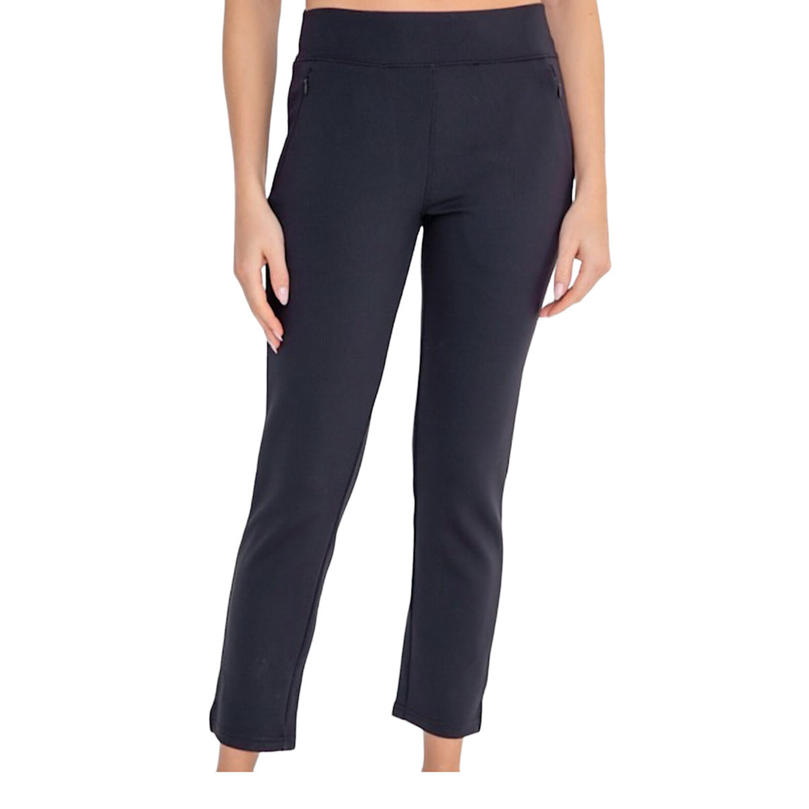 Black Jacquard Ribbed Tapered Pant