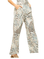 Vintage Blue Leopard Print Terry Pants