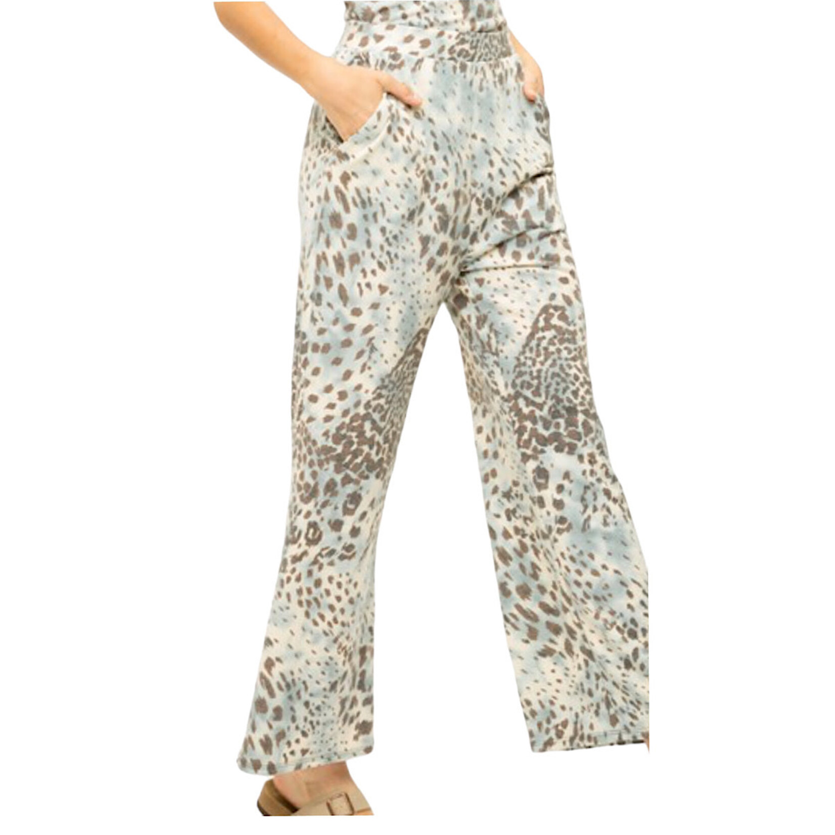Vintage Blue Leopard Print Terry Pants