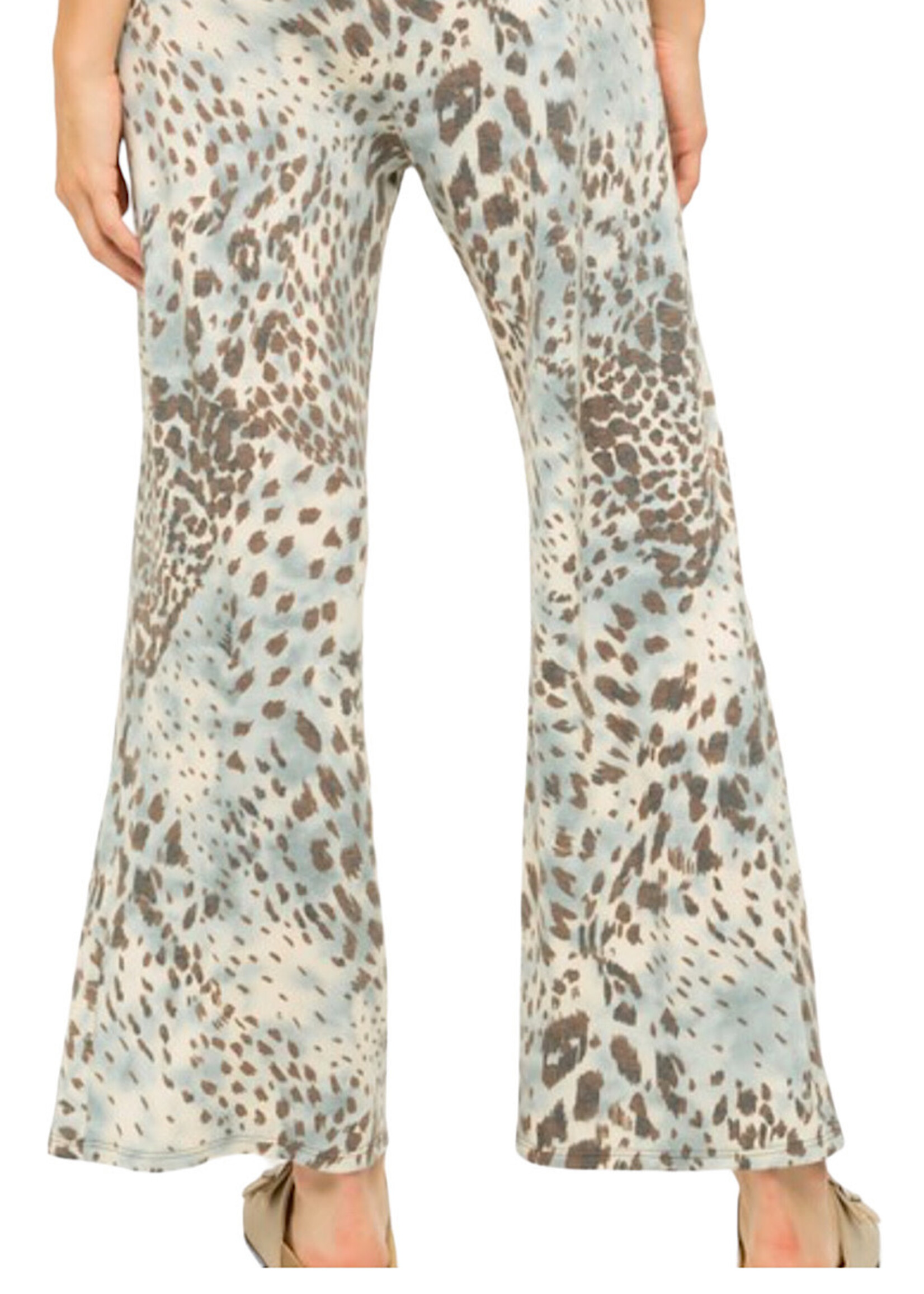 Vintage Blue Leopard Print Terry Pants
