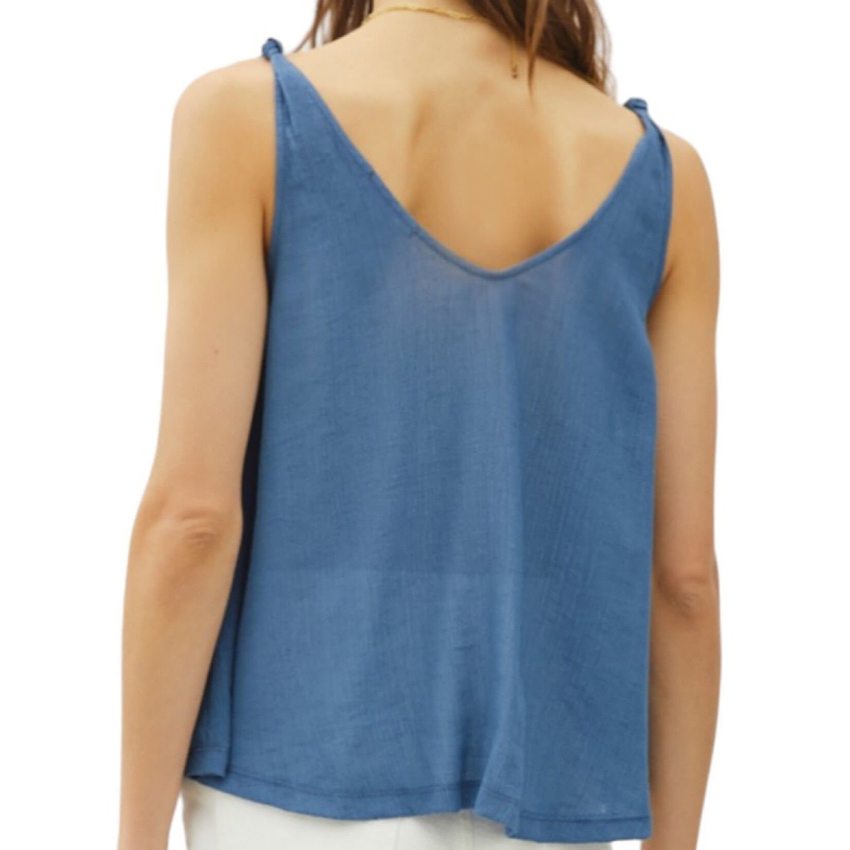 Navy V-Neck Knotted Tank