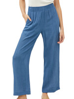 Navy Cropped Pants Double Lined With Elastic Waistline