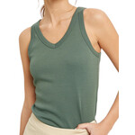 Green Ribbed Knit Tank Top