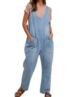 Denim Overall with Open Back Detail
