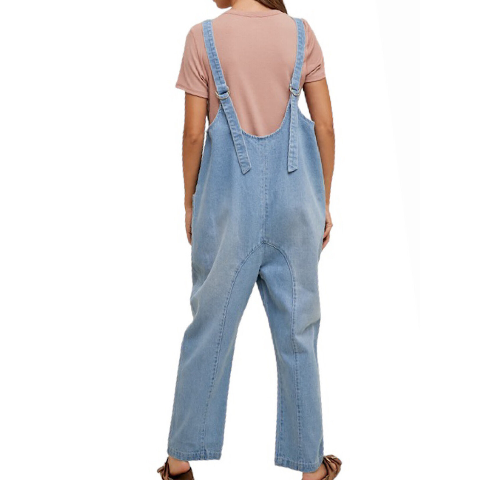 Denim Overall with Open Back Detail