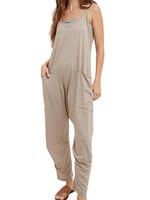 Oatmeal Knit Jumpsuit with Pocket