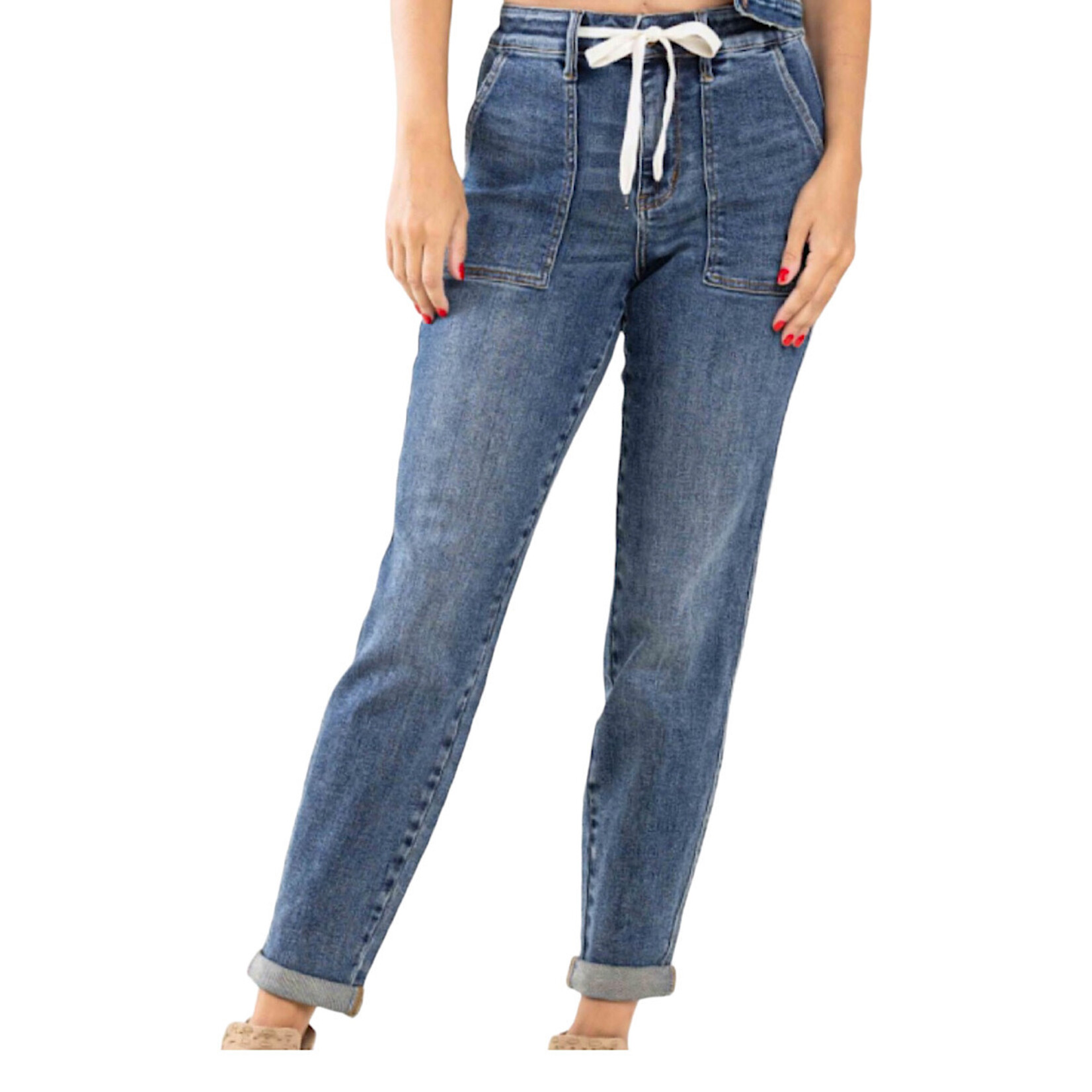 Judy Blue Judy Blue Plus Medium H/W Elastic Drawstring & Cuffed Jogger JB88779PL