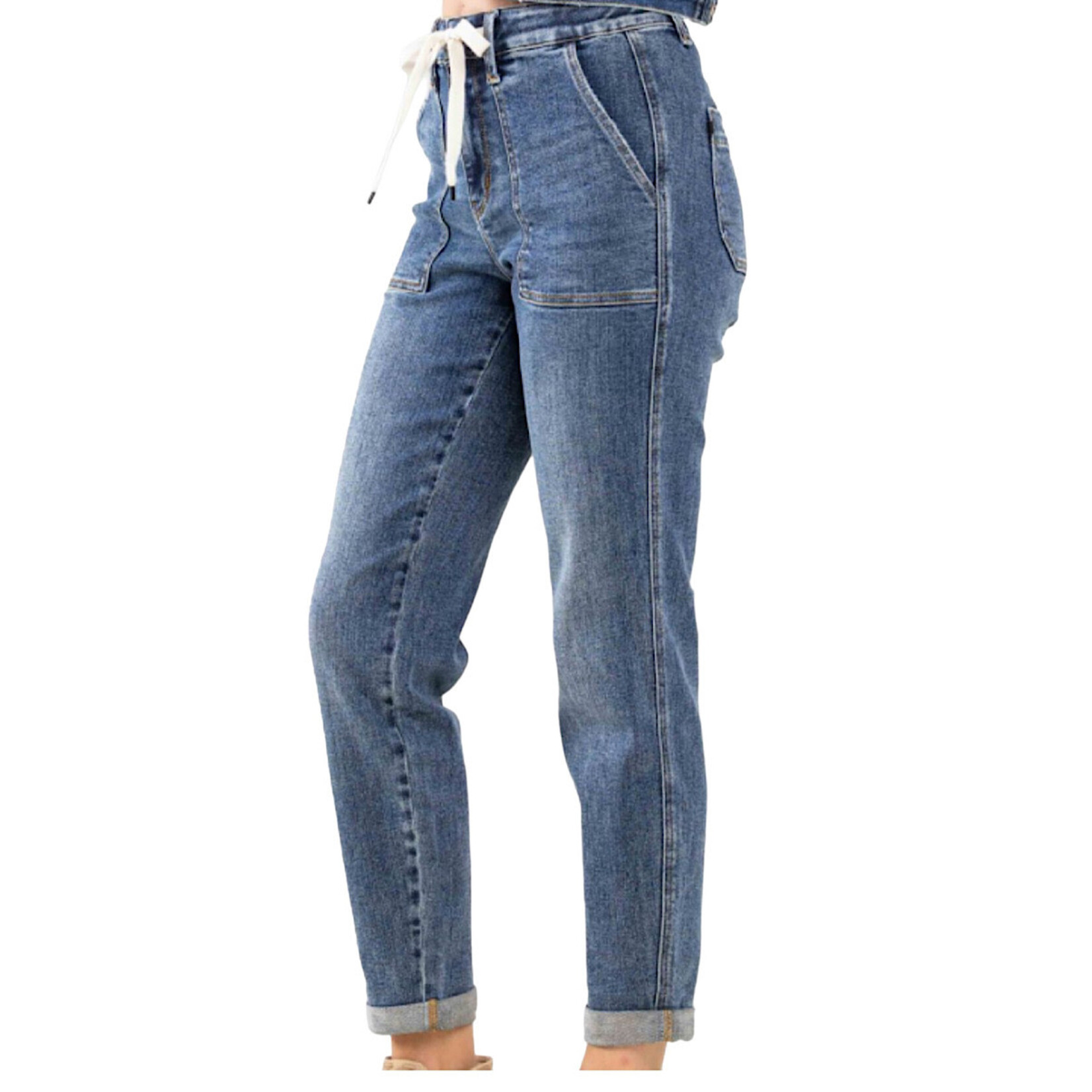 Judy Blue Judy Blue Plus Medium H/W Elastic Drawstring & Cuffed Jogger JB88779PL