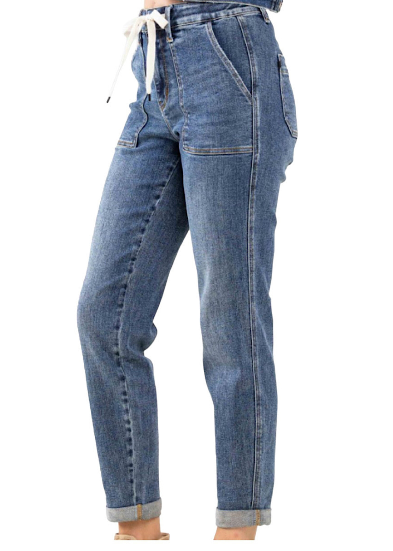 Judy Blue Judy Blue Plus Medium H/W Elastic Drawstring & Cuffed Jogger JB88779PL