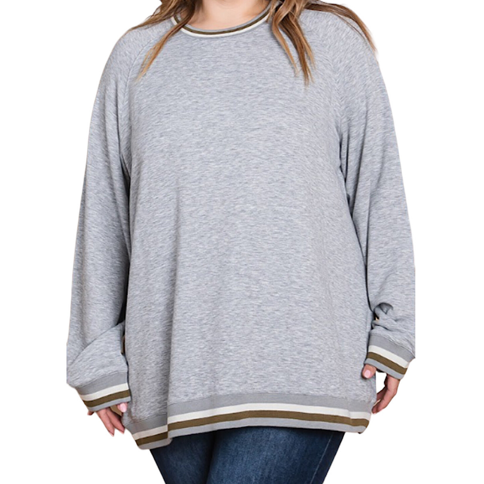 Plus Heather Grey French Terry Color Block Top