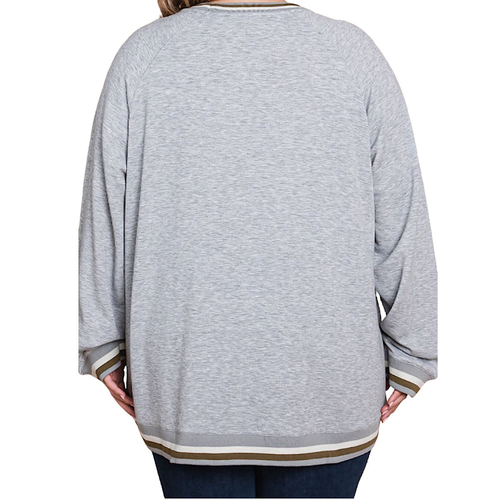 Plus Heather Grey French Terry Color Block Top
