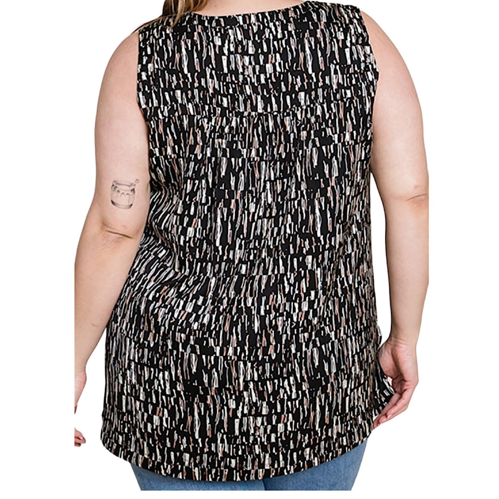 Plus Black Abstract Print Tank Top