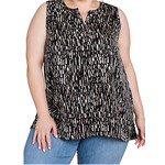 Plus Black Abstract Print Tank Top