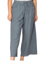 Plus Frayed Wide Leg Pants with Pockets