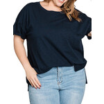Navy Cotton Casual Top