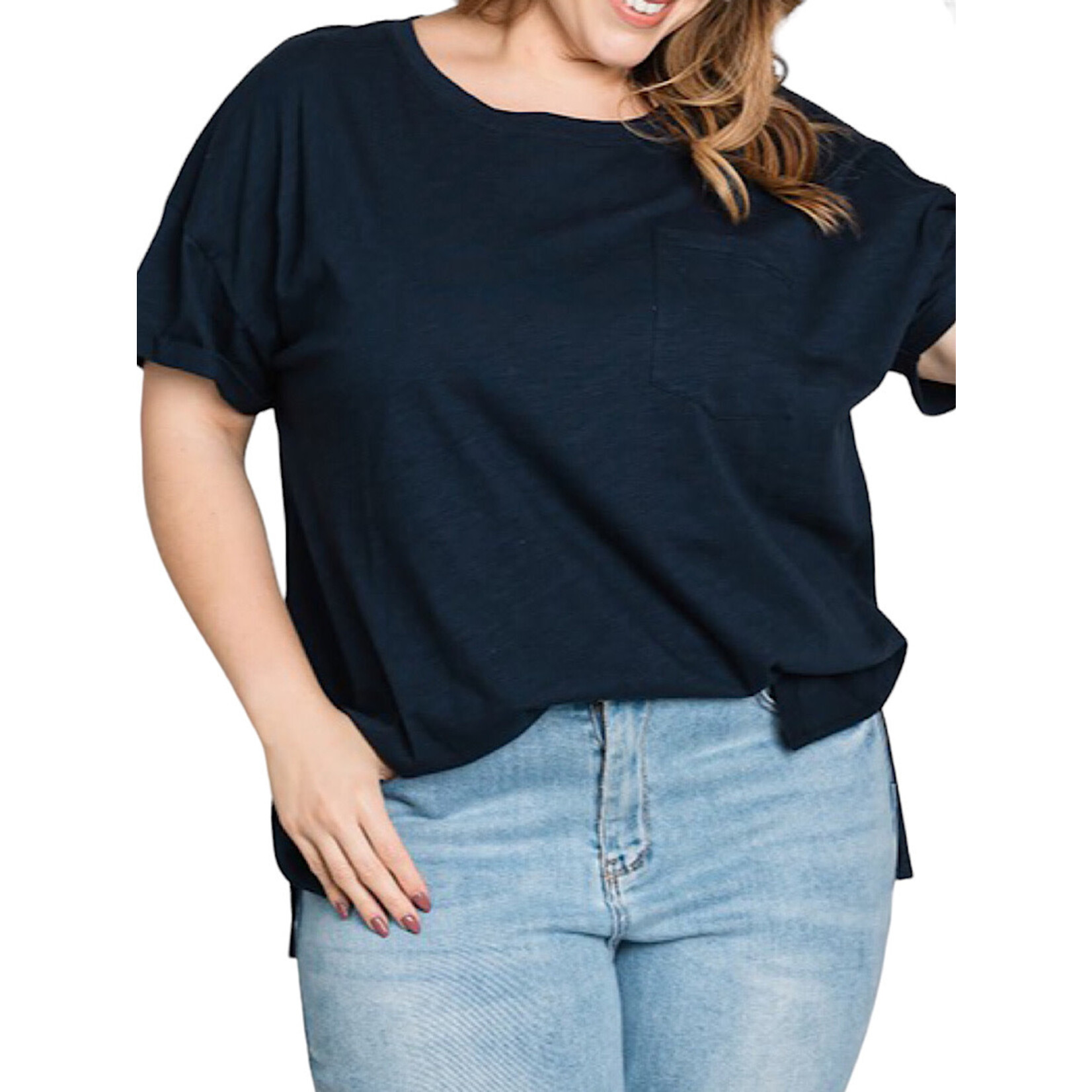 Navy Cotton Casual Top