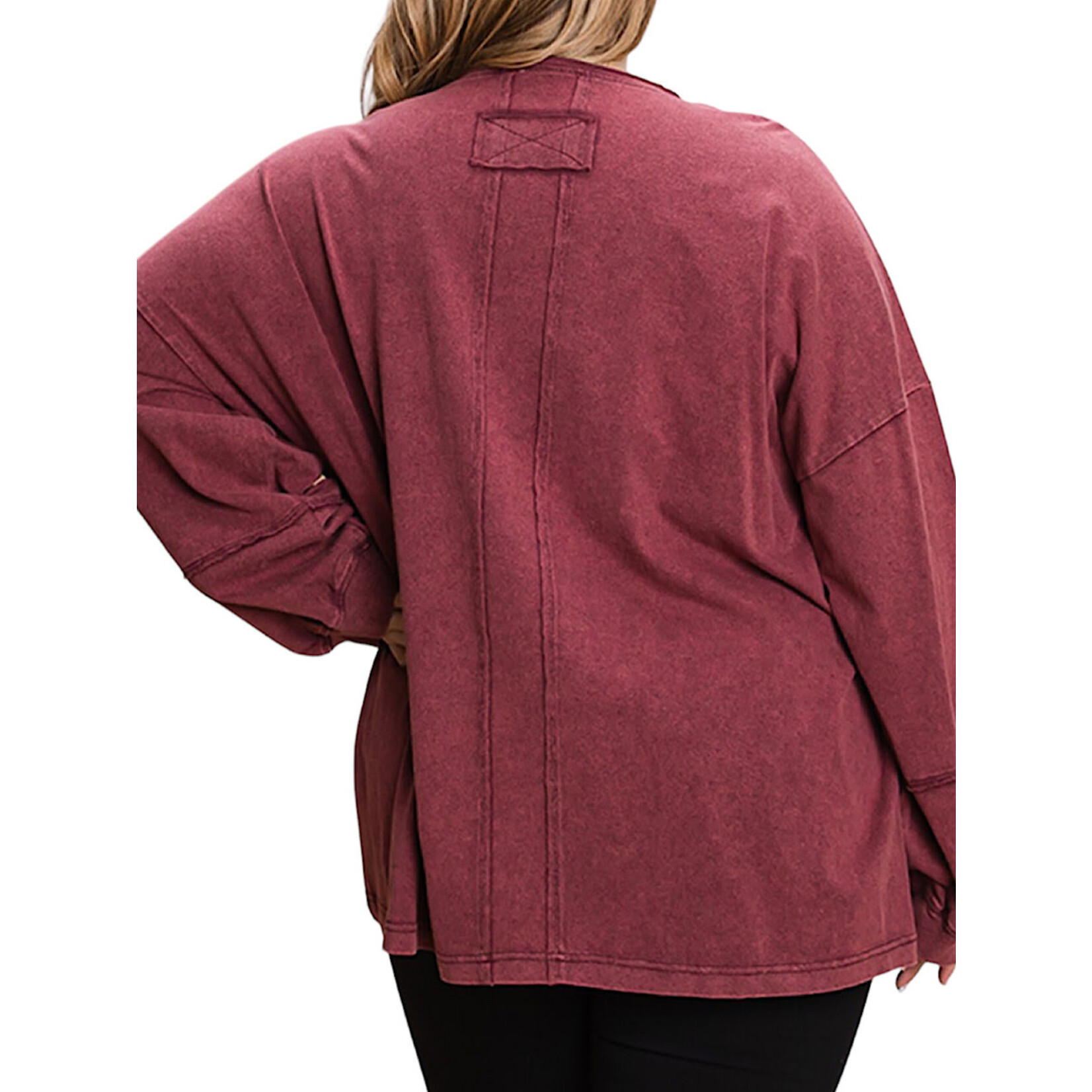 Plus Wine Knit Vintage Washed Top