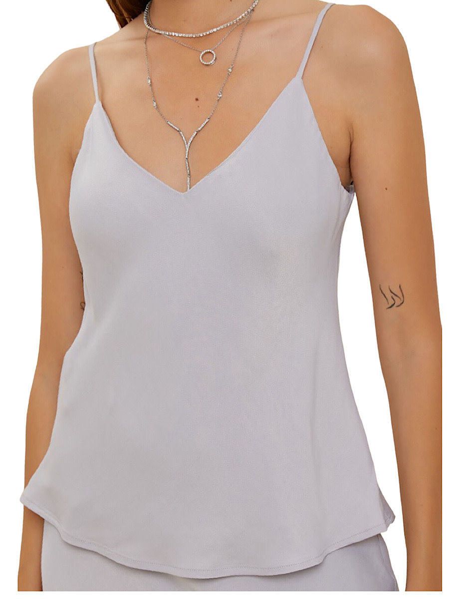 silver satin camisole top
