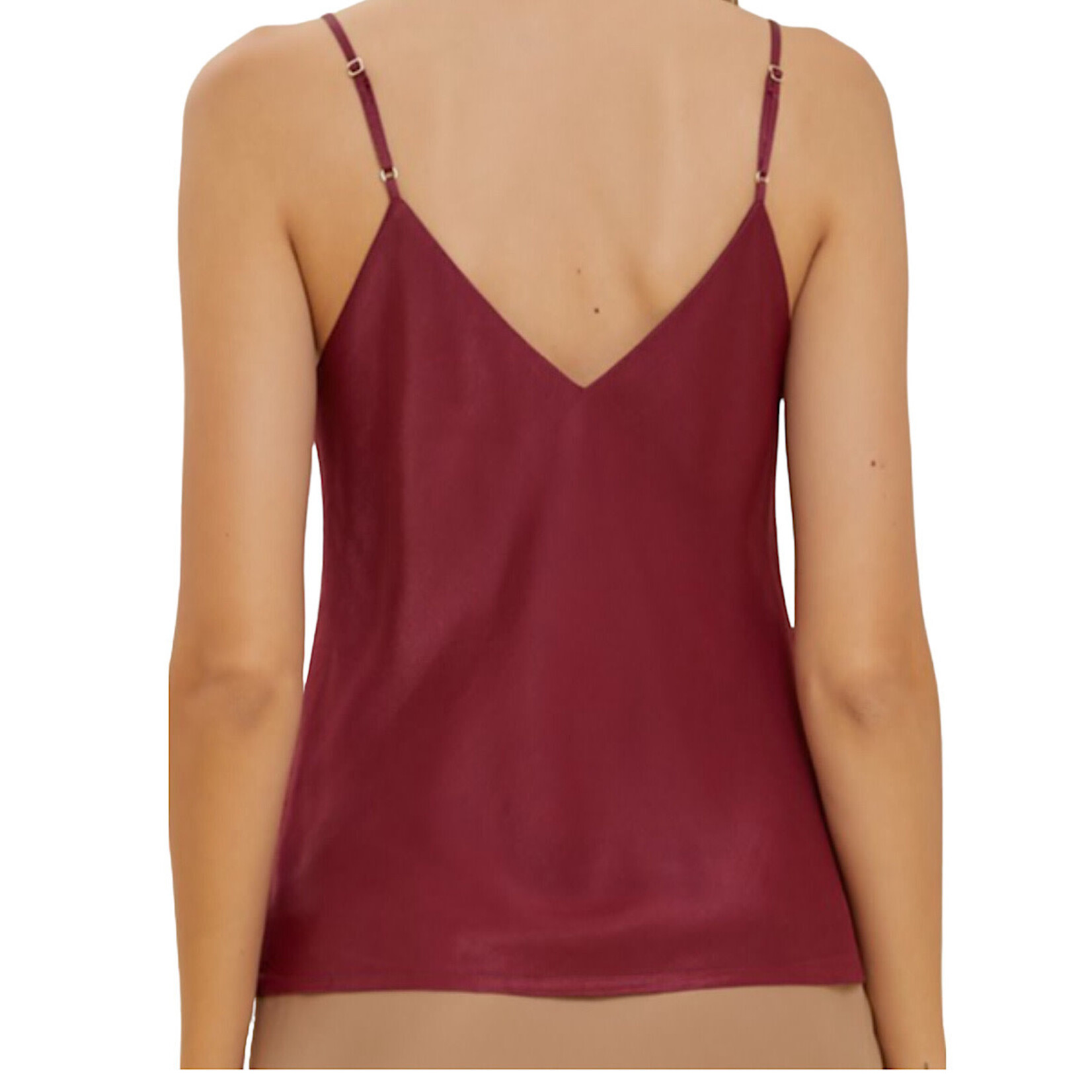 Wine Satin Cami Tank