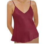 Wine Satin Cami Tank