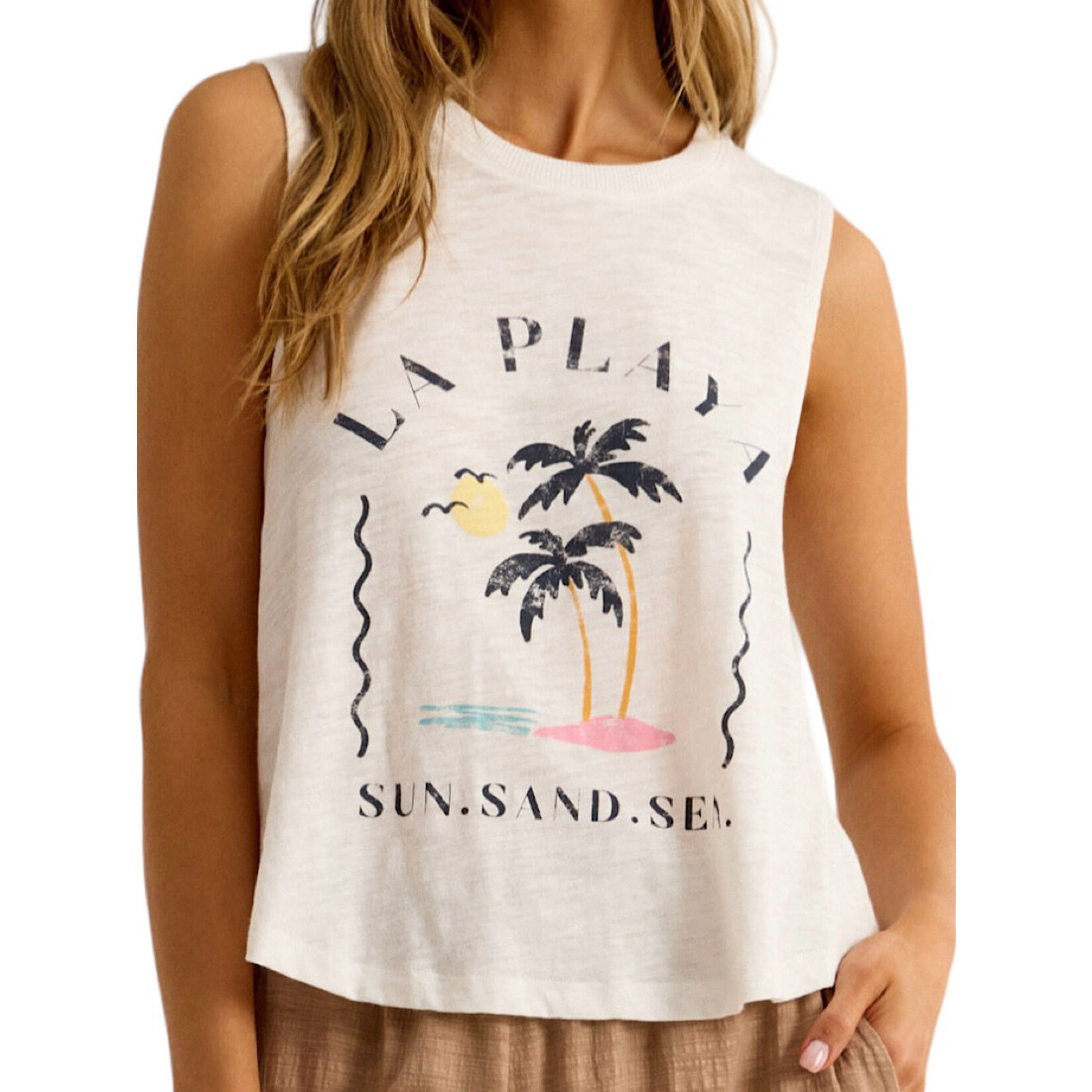 Z Supply Z Supply Kayla La Playa Tank White Shell