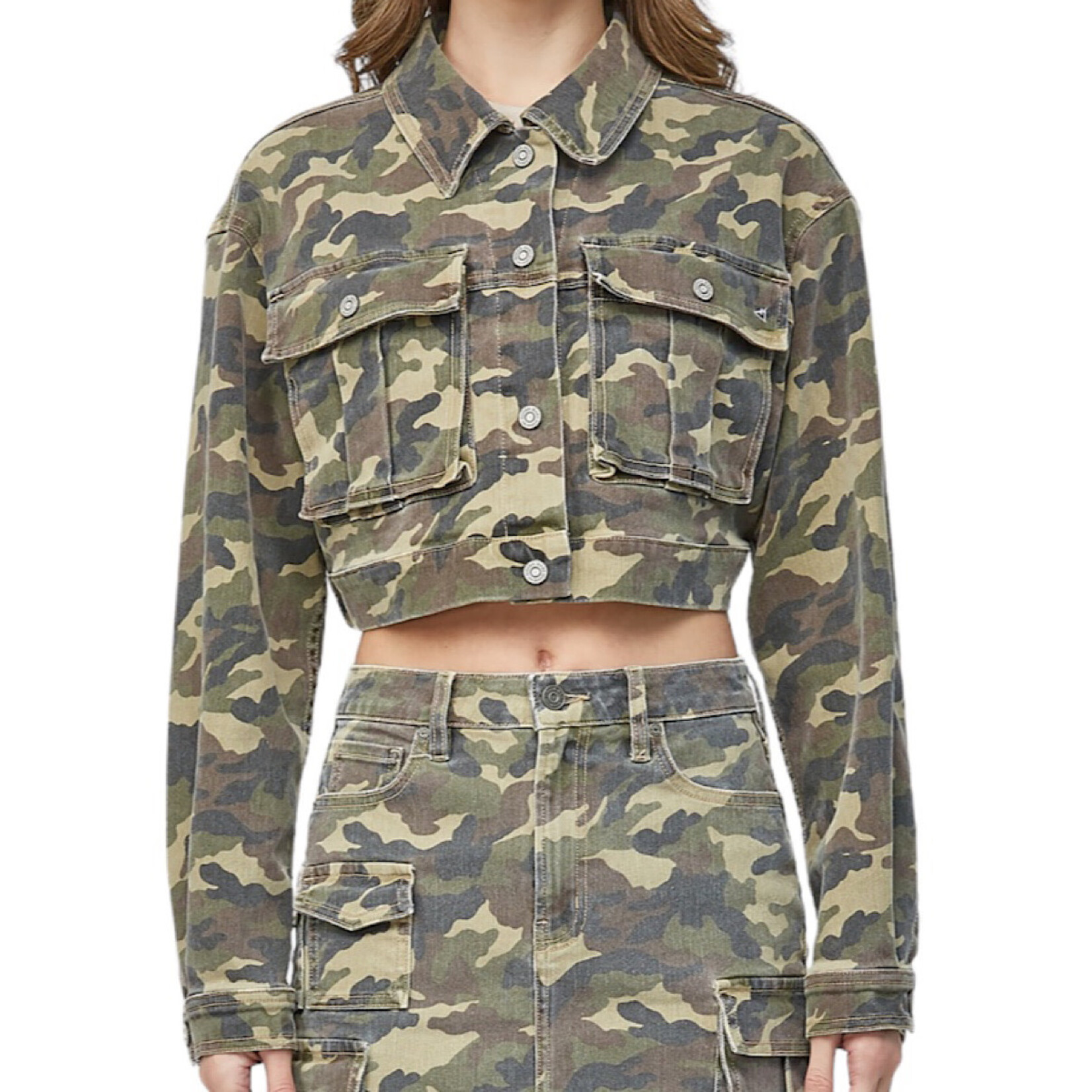 Hidden Camo Cropped Cargo Jacket