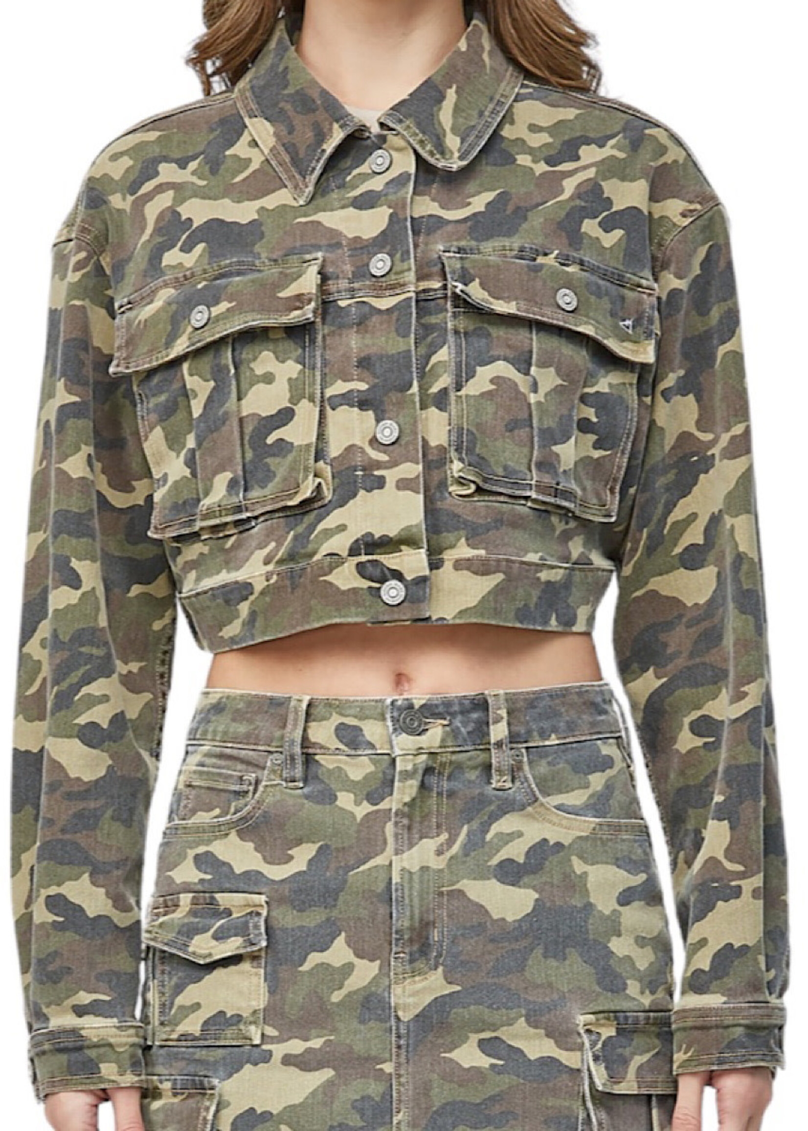 Hidden Camo Cropped Cargo Jacket