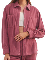 Z Supply Z Supply Cool Nights Fleece Shirt Pink Aura