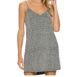Silver Adjustable Spaghetti Strap V Neck Mini Dress