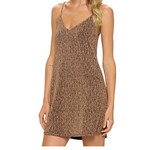 Bronze Adjustable Spaghetti Strap V Neck Mini Dress