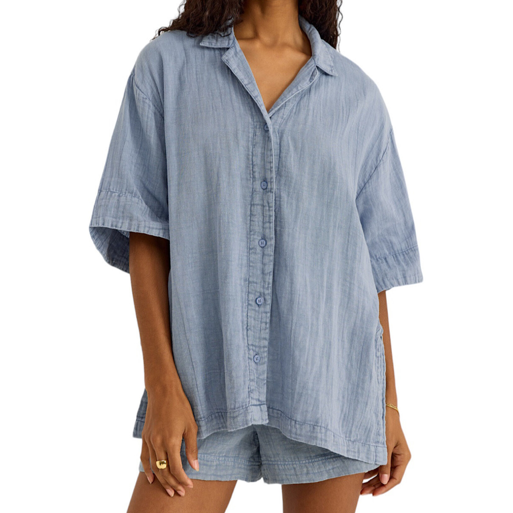 Z Supply Z Supply Wave Breaker Gauze Shirt Deep Indigo