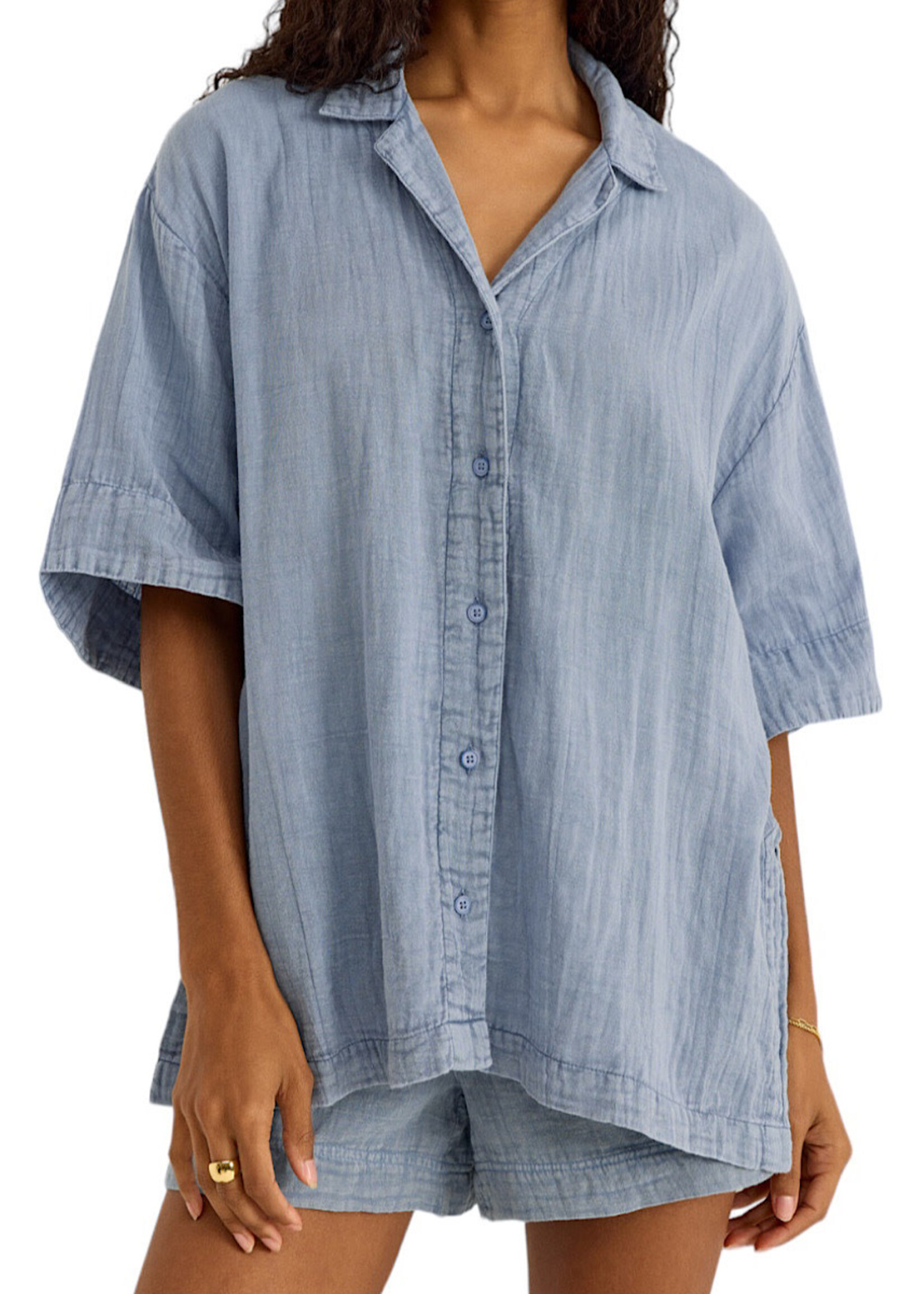 Z Supply Wave Breaker Gauze Shirt Deep Indigo - Main Street Z Supply Wave Breaker Gauze Shirt Deep Indigo - Main Street