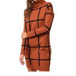 Copper Stripe Turtleneck Sweater Dress