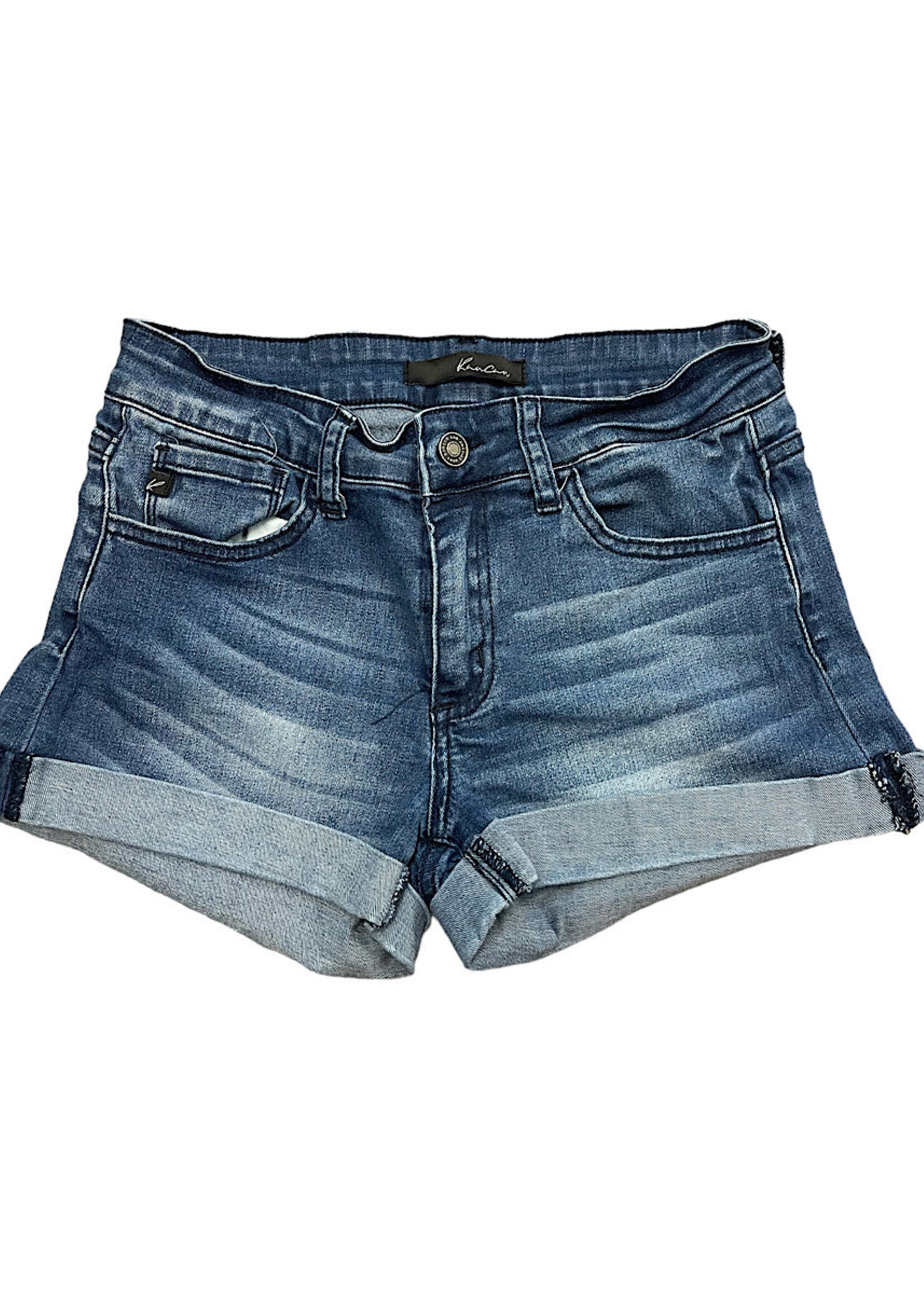 KC6217D Dark Wash Cuffed Denim Shorts-RF