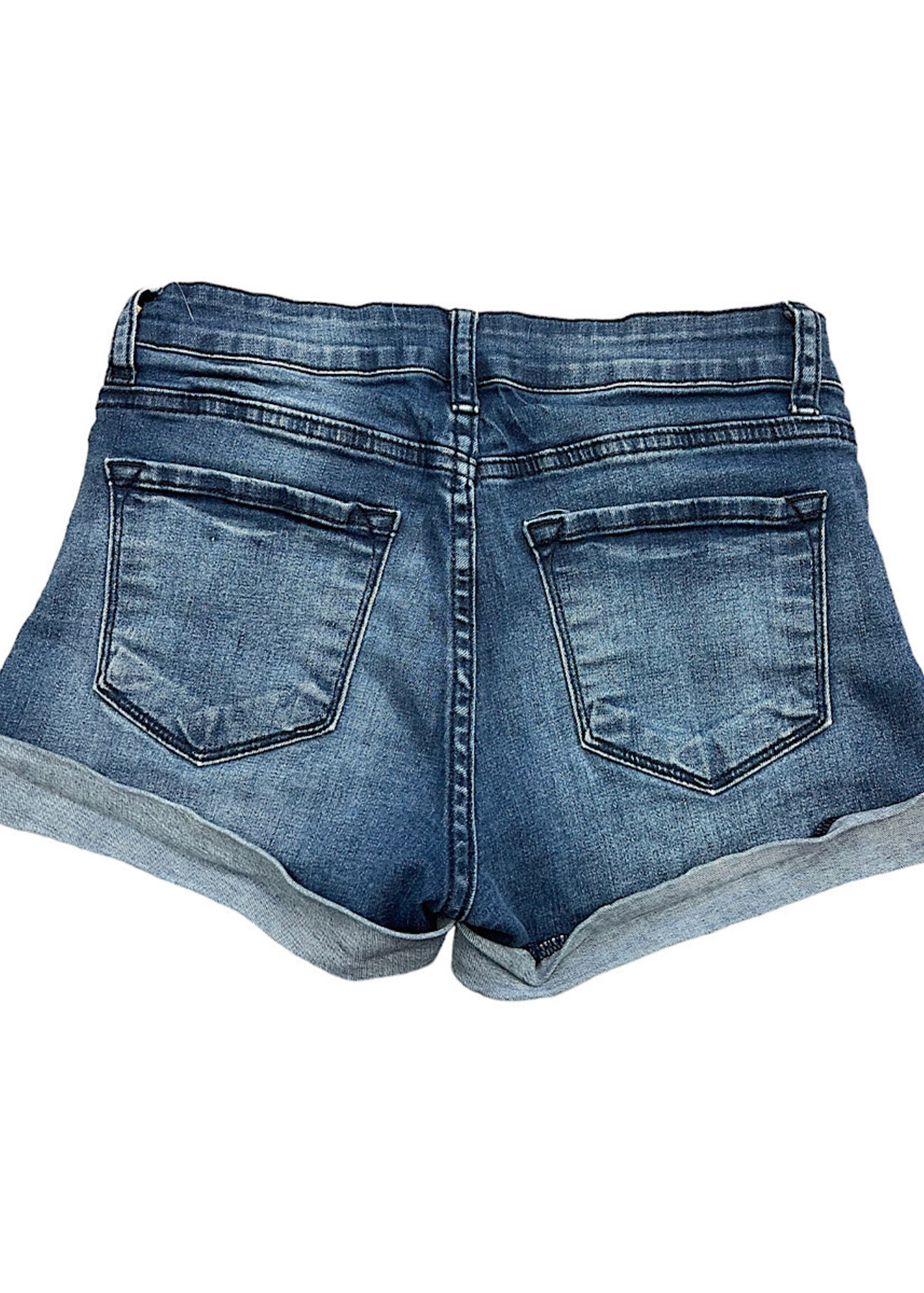 KC6217D Dark Wash Cuffed Denim Shorts-RF