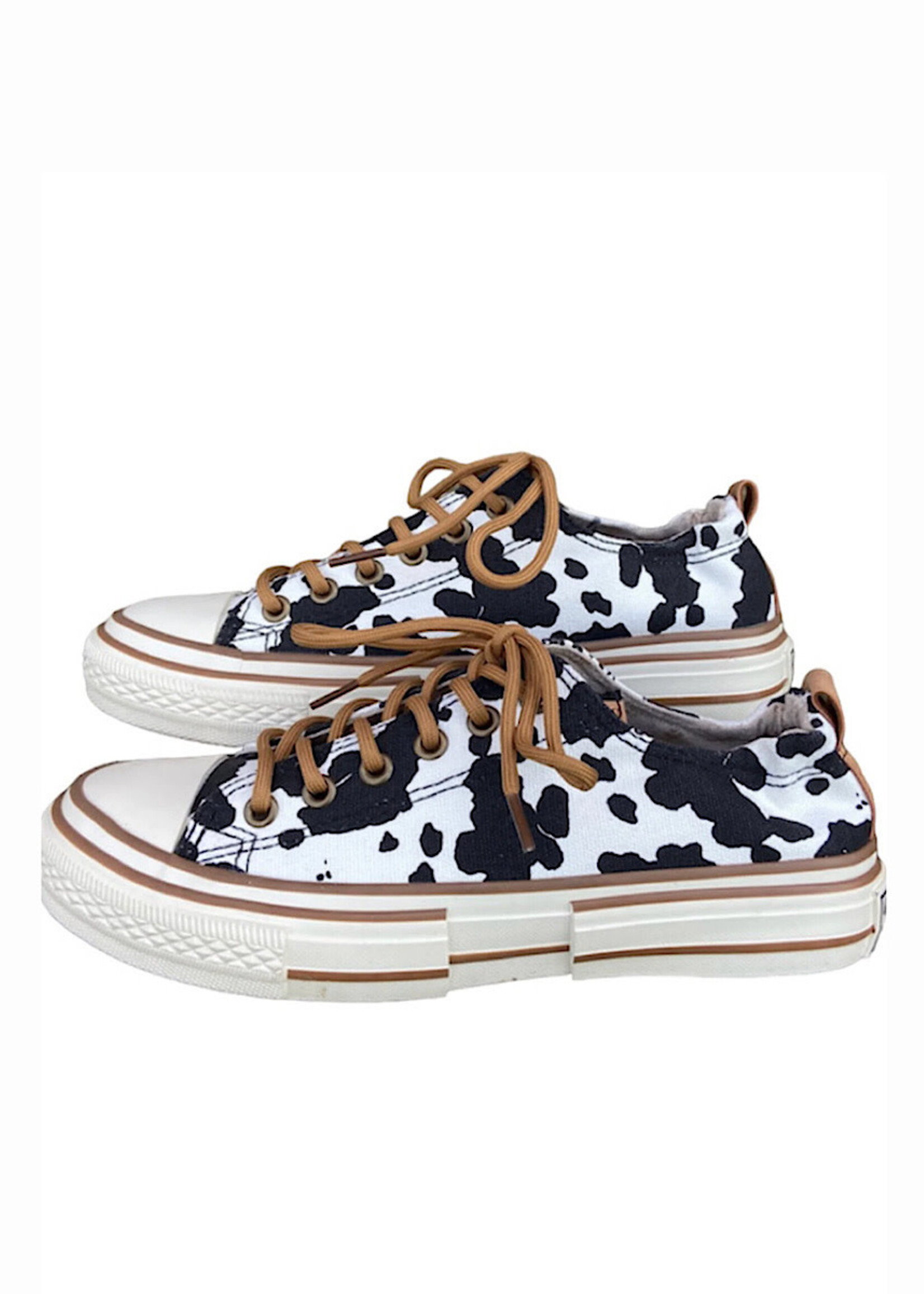 Very G Driana White and Black Cow Print Sneakers