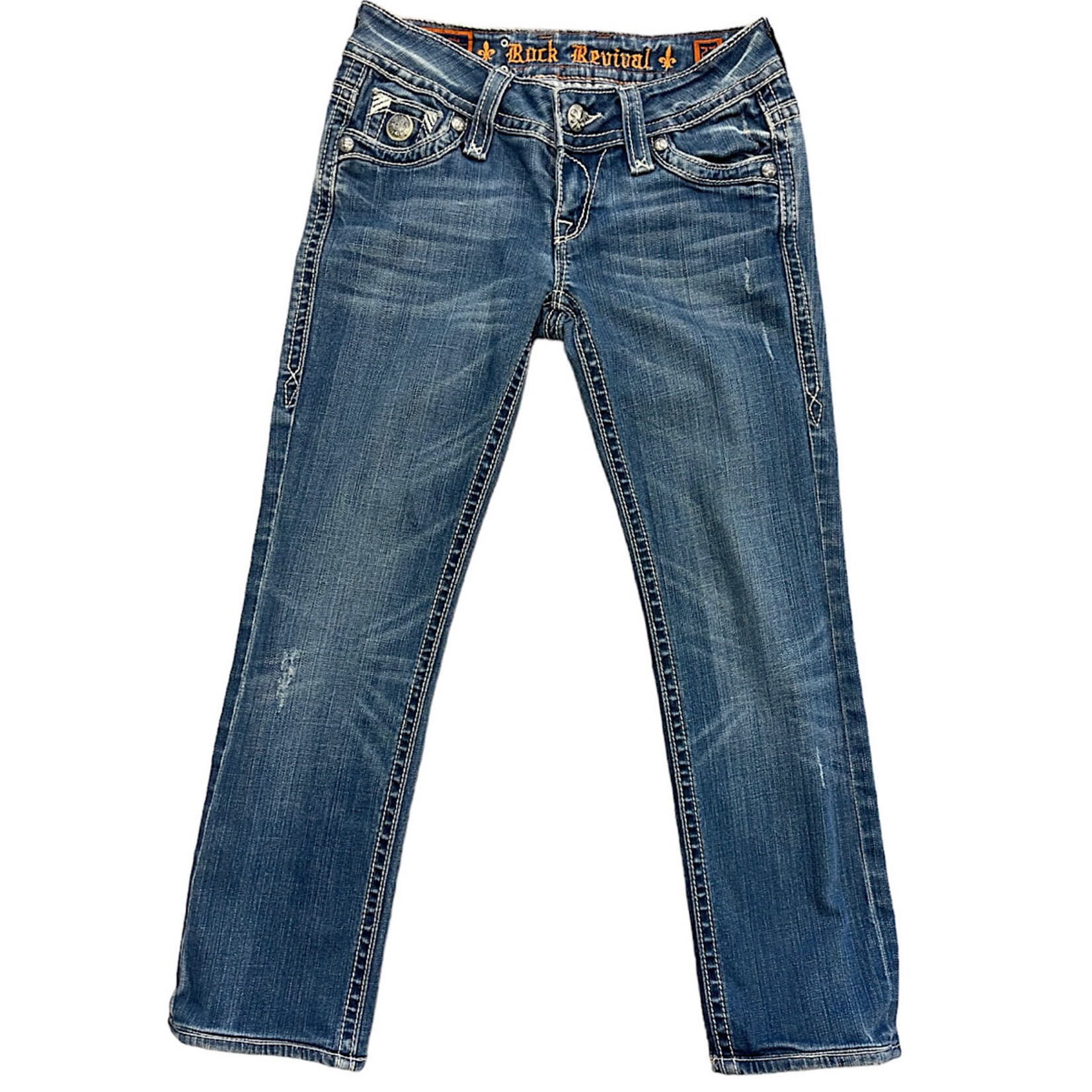 Rock Revival RRJ8126ST Medium Wash Straight Fit Jeans Size 27-RF