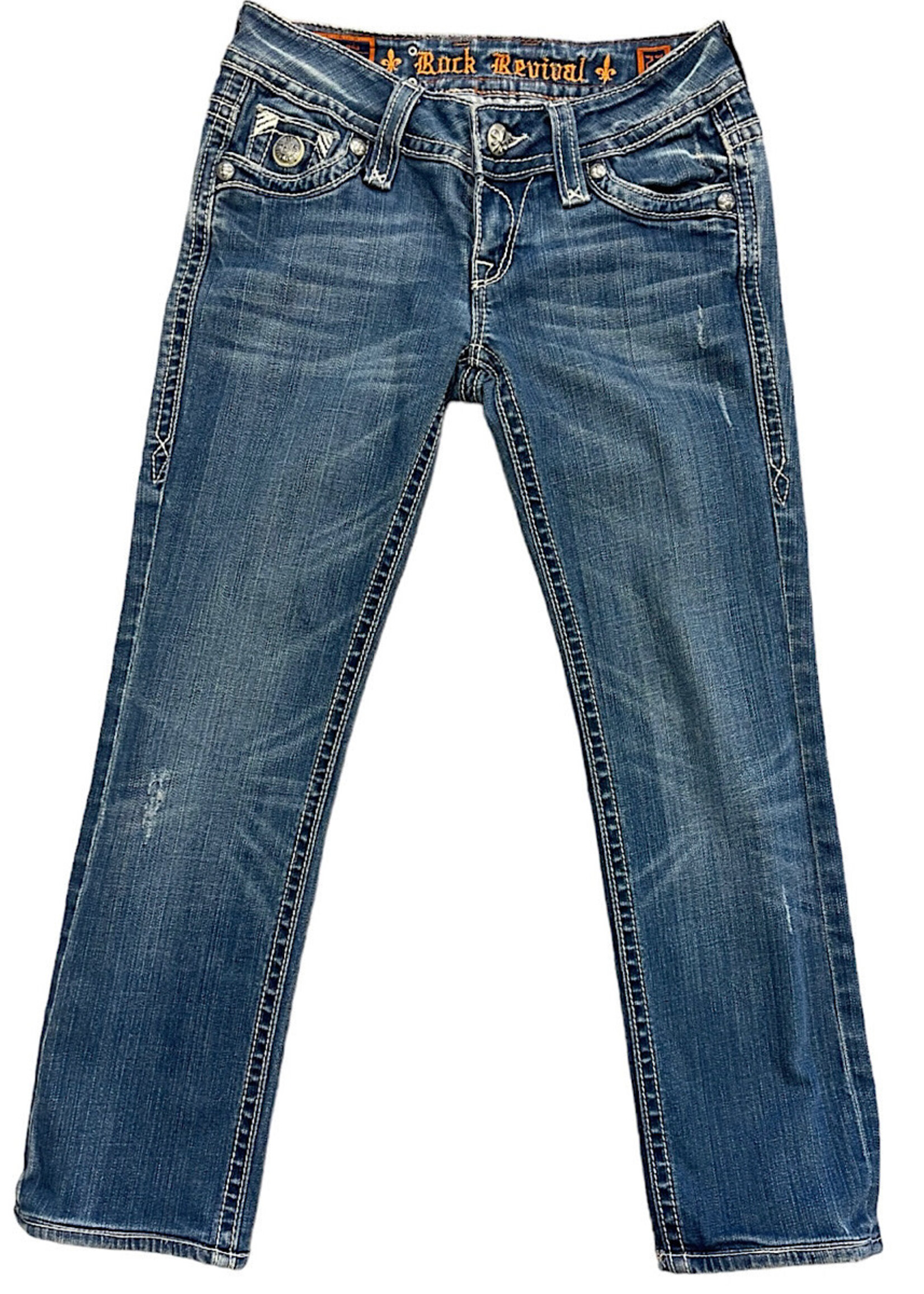 RRJ8126ST Medium Wash Straight Fit Jeans Size 27-RF