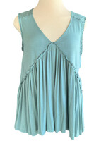 Kori Sage Ruffled Hem Tank Top Size M-RF