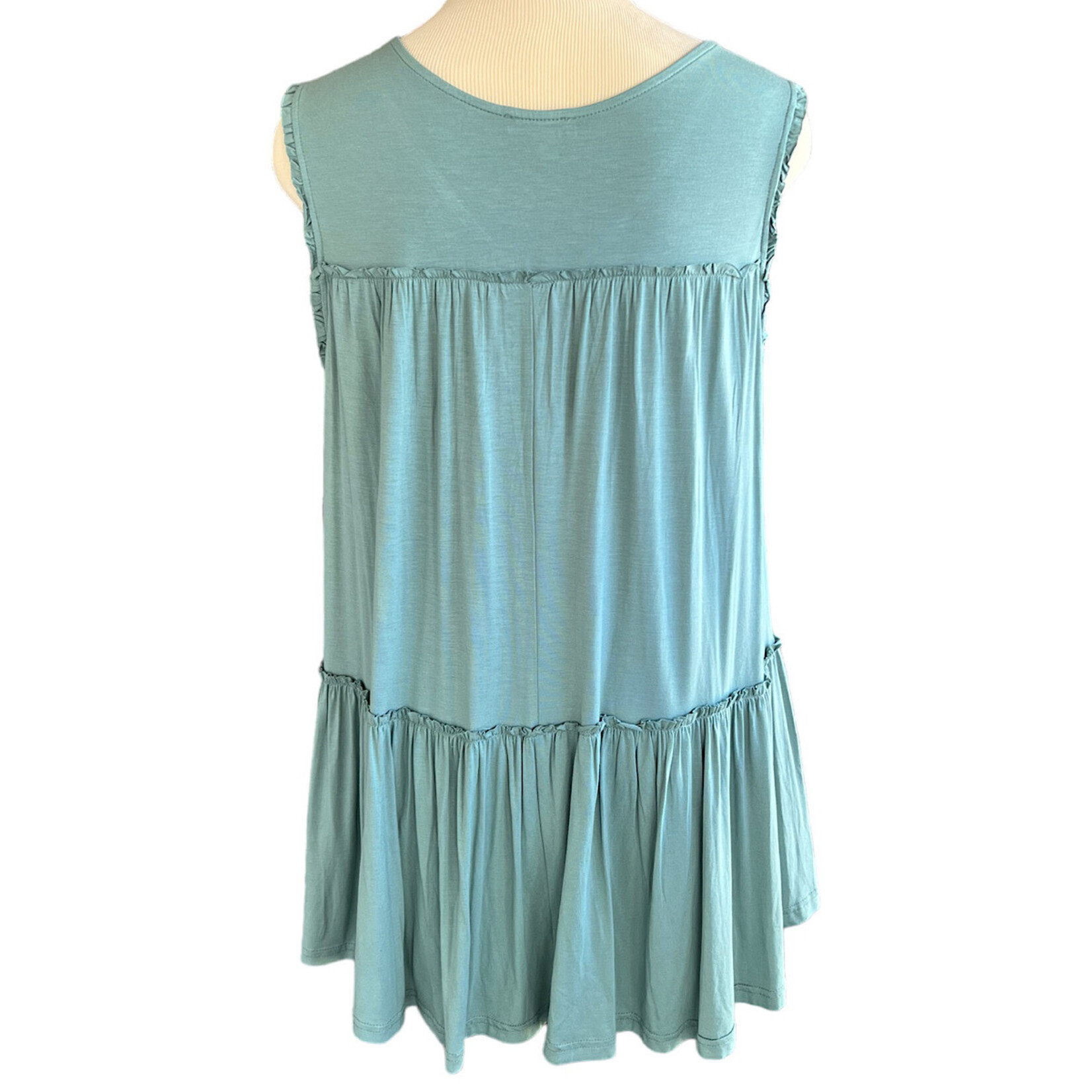 Kori Sage Ruffled Hem Tank Top Size M-RF