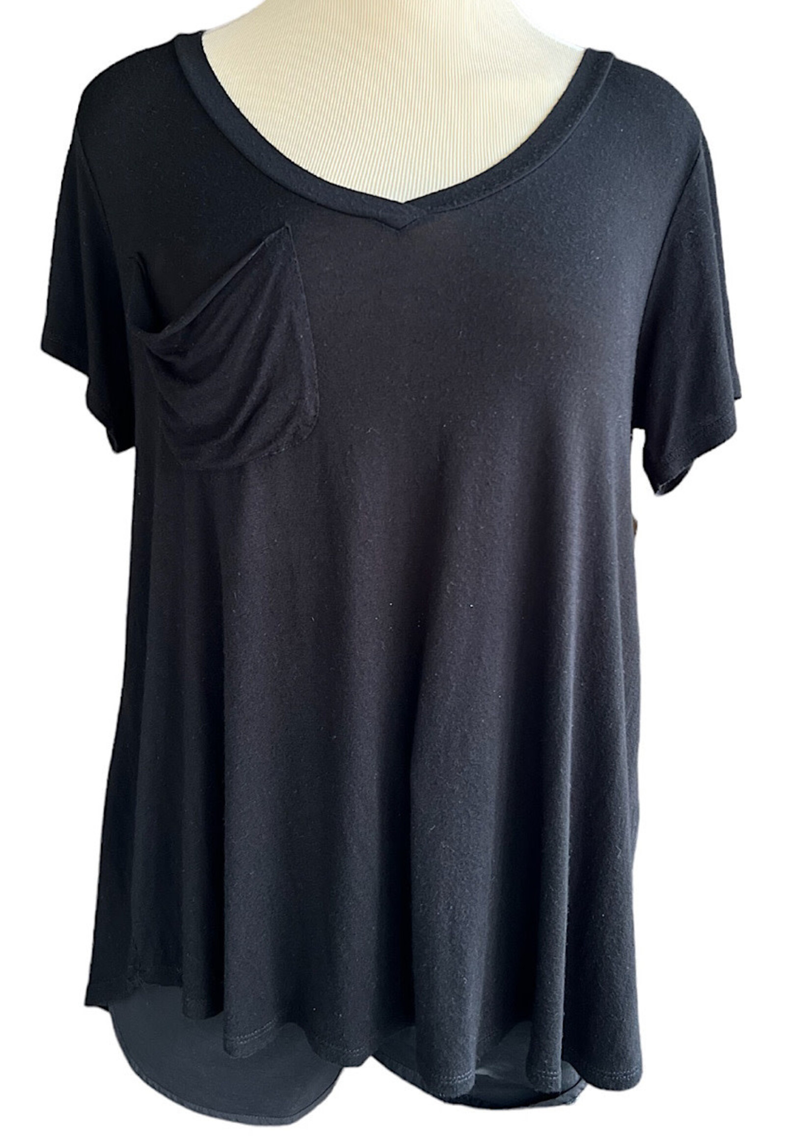 Black Basic Tee with Chest Pocket Size S-RF