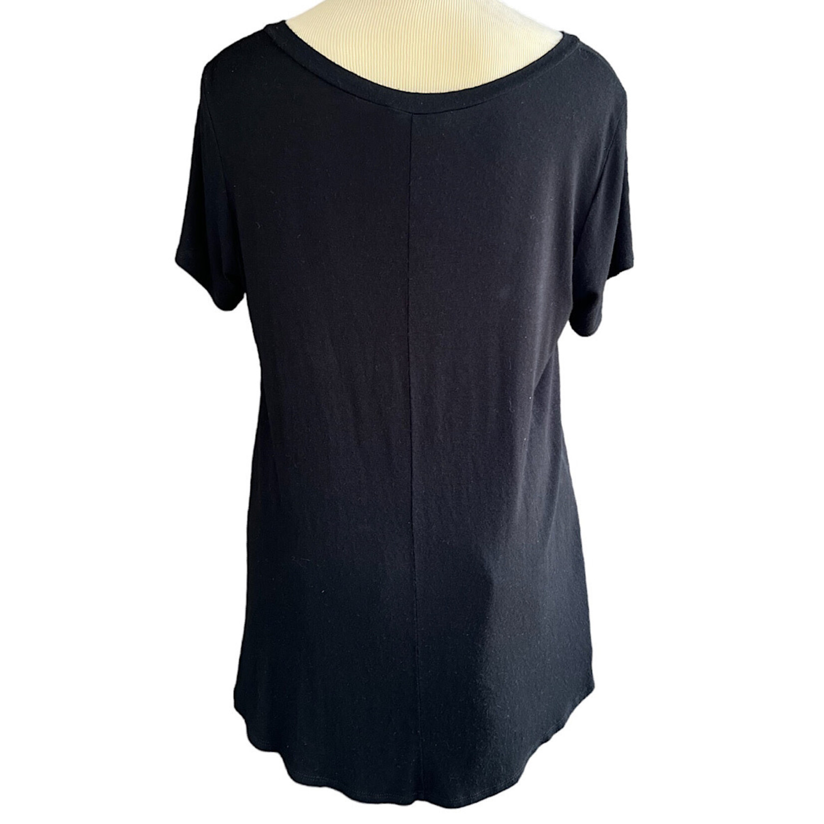 Andrea By Unit Black Basic Tee with Chest Pocket Size S-RF